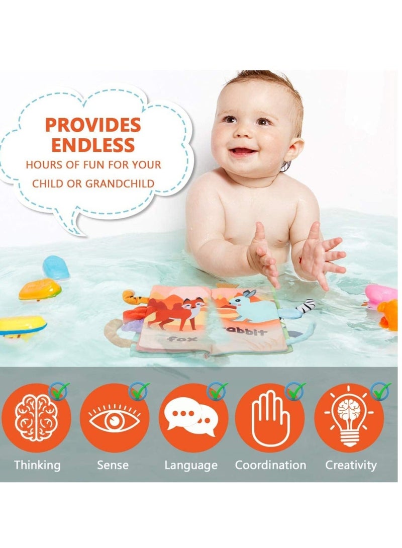 Soft Cloth Baby Book Toy, Touch & Feel Crinkle Books, Washable Chewable Non-Toxic Early Educational Book, Suitable for 0-6 Months