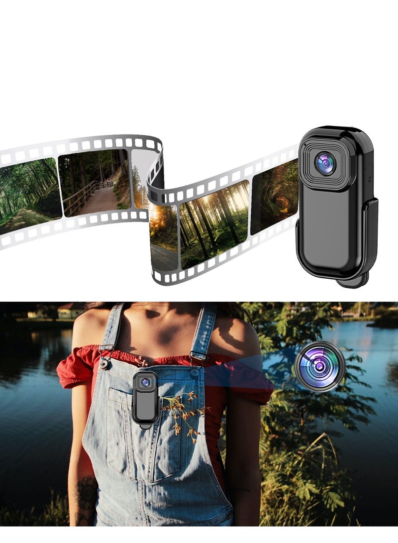 Mini Wi-Fi Action Camera 1080P 30fps Digital Video Camera with 0.96in LCD Screen Built-in Rechargeable Battery Motion Detection with Mount Back Clip Protective Cover