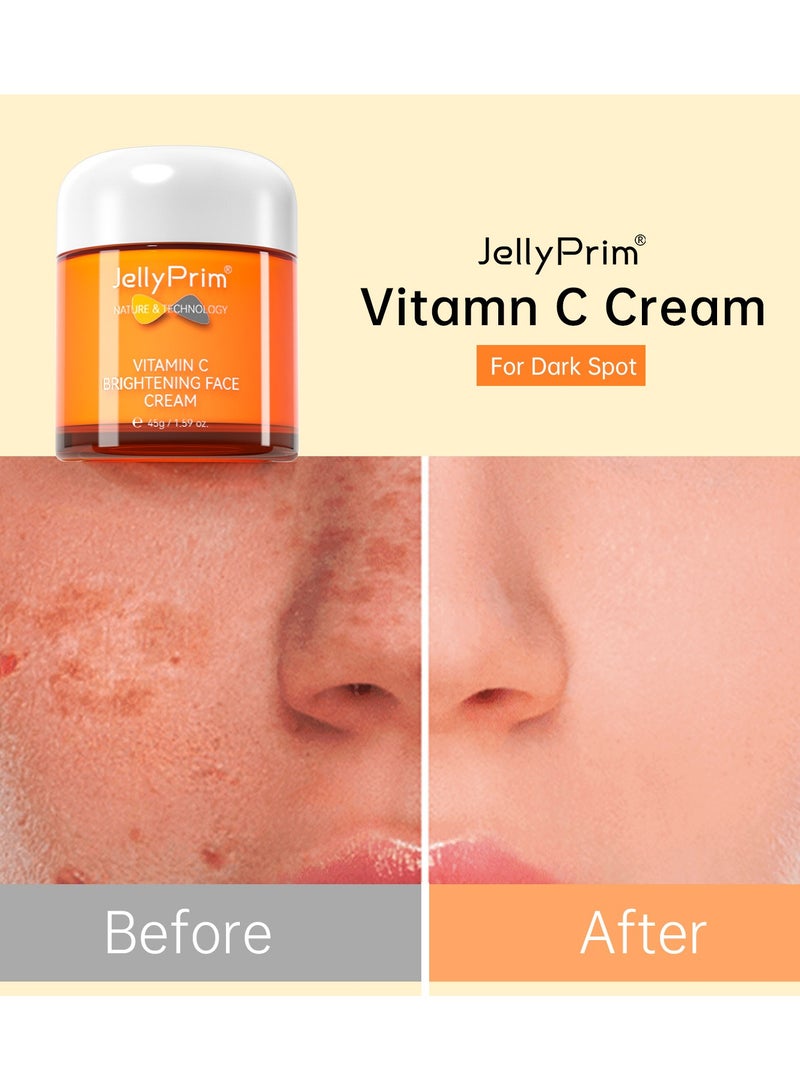 Vitamin C Face Cream – Hyaluronic Acid And Vitamin C&E,Face Moisturiser For Women,Anti Aging&Wrinkle,Natural Skin Care Hydrate,Plump,Brightening Skin Care Lighten Dark Spots Erase Fine Lines