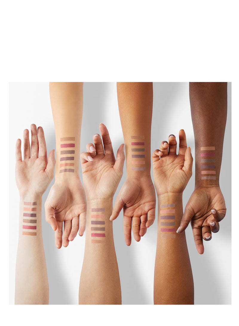 6Pcs 2 tone Eye Shadow Stick Makeup Set Waterproof Cream Eyeliner Crayon Set White Brown Gold Pink Dark Purple Bronzer Black Shimmer Eye Brightener Pencil Highlighter