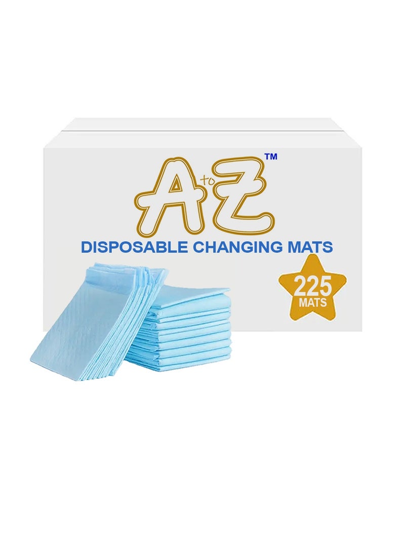 A to Z - Disposable Changing Mat size (45cm x 60cm) Large- Premium Quality for Baby Soft Ultra Absorbent Waterproof - Pack of 225-Blue
