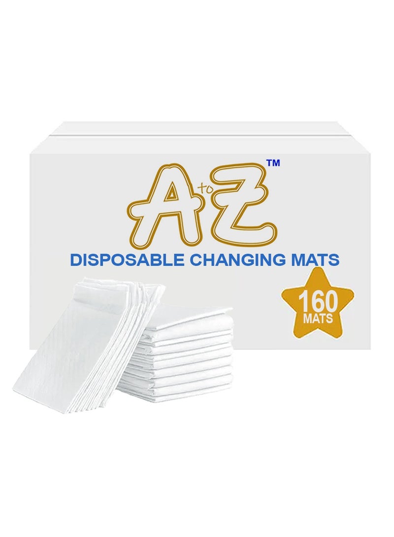 A to Z - Disposable Changing Mat size (45cm x 60cm) Large- Premium Quality for Baby Soft Ultra Absorbent Waterproof - Pack of 160 - White