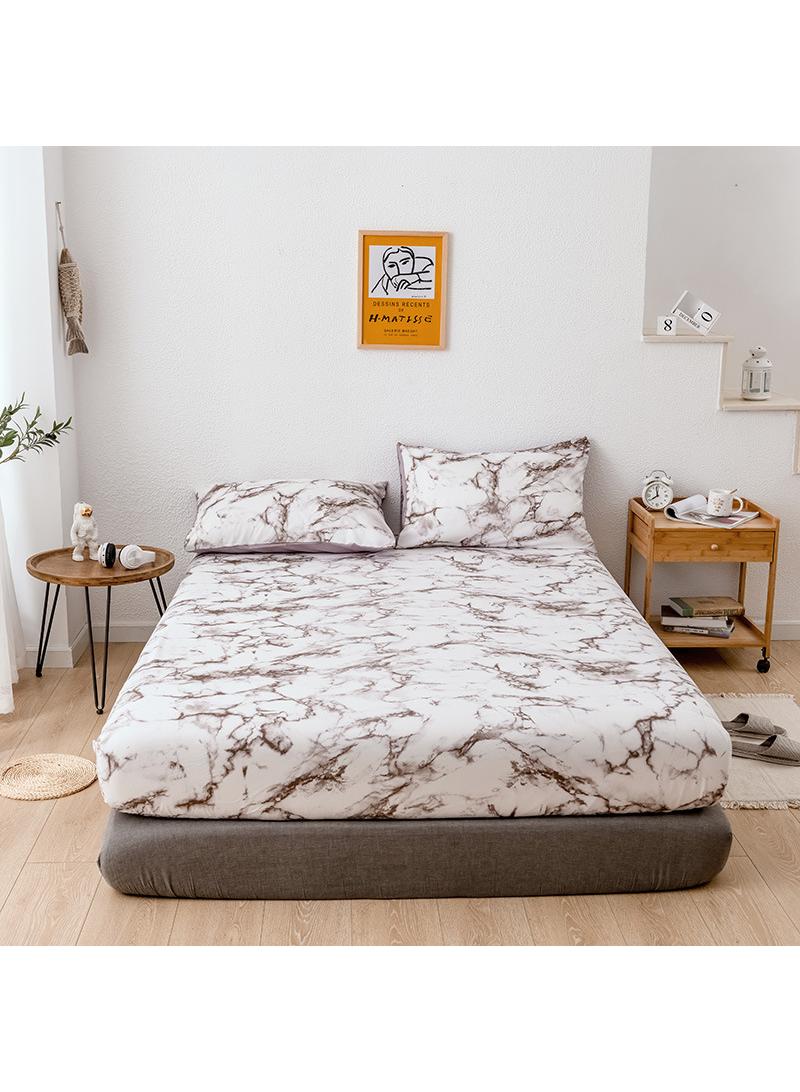 3-Piece Marble Patterned Bed Sheets Mattresses Breathable Mattress Cover