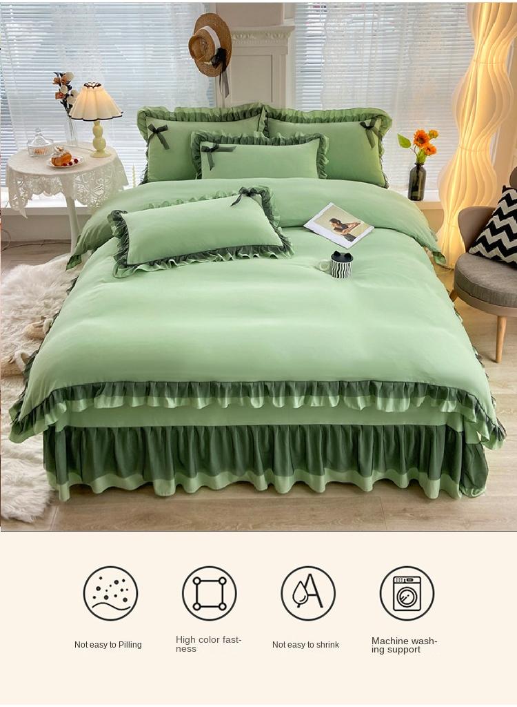 Simple Solid Color Washable Bed Sheet And Duvet Cover Set