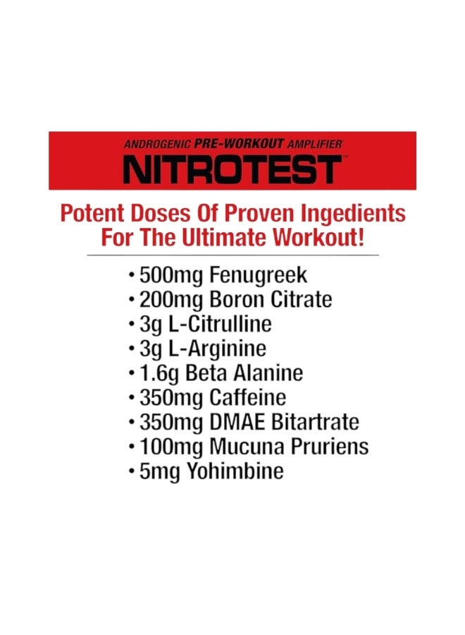Nitrotest, Androgenic Pre-Workout Amplifier, Watermelon Flavour, 30 Servings