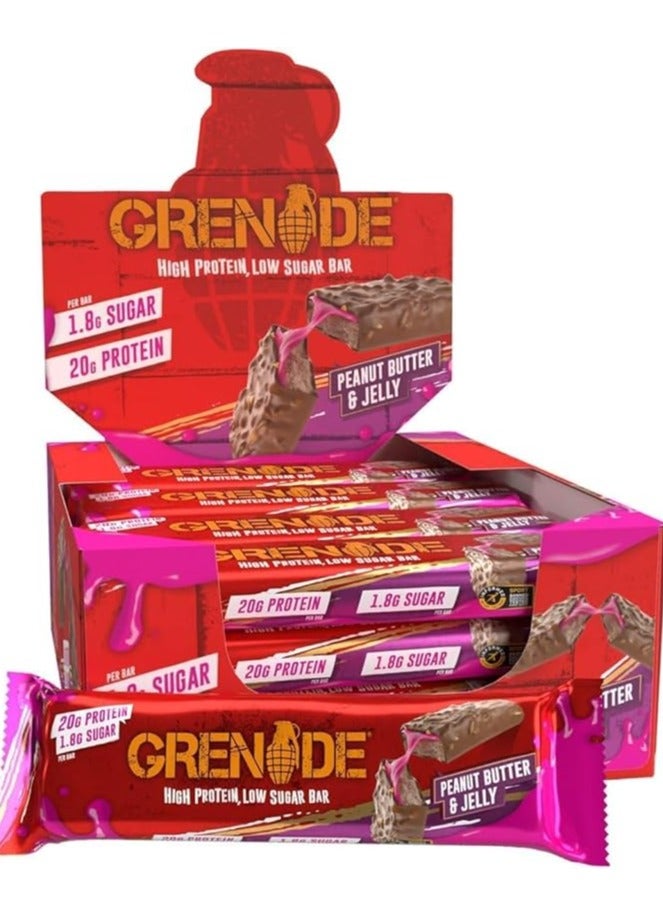 Grenade Carb Killa High Protein and Low Carb Bar, 12 x 60 g - Peanut Butter & Jelly