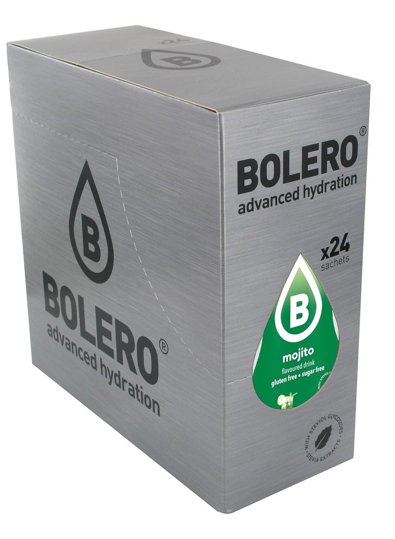 Bolero Advanced Hydration Drink Packets Classic Sachets, Sugar-Free Water Flavoring Packets, Calorie-Free Powder Drink (9g PACK OF 24, MOJITO)