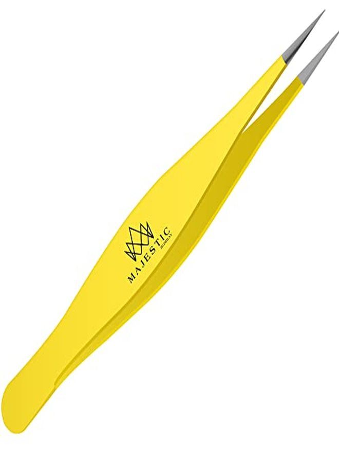 Rs For Ingrown Hair - Precision Sharp Needle Nose Pointed Tweezers For Splinters, Ticks & Glass Removal - Best For Eyebrow Hair, Facial Hair Removal (Yellow)