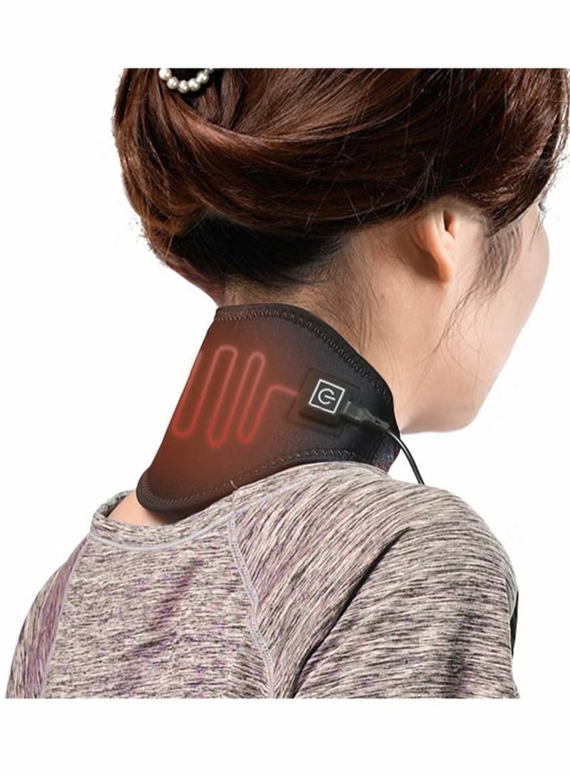 Electric Neck Warmer Wrap Heating Pad for Shoulder Cervical Pain Relief Portable Size Heated Massager with Three Adjustable Heat Modes Black