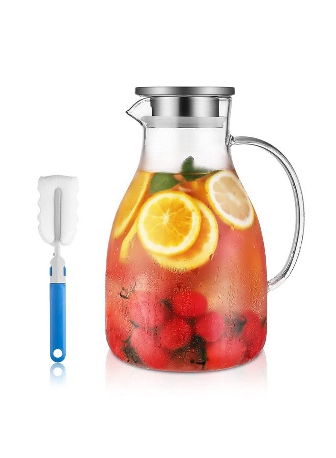 85 Ounces Glass Pitcher With Filter Lid/Water Carafe For Homemade Juice & Iced Teastovetop Safe Beverage Jug