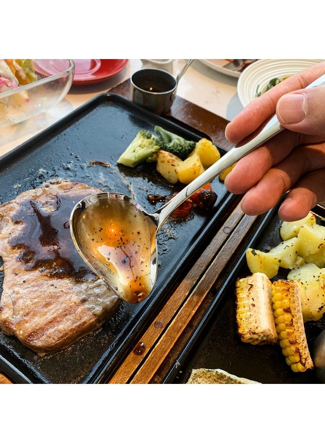 Small Sauce Ladle With Pouring Spout 18/10 Stainless Steel Sauce Drizzle Spoon 7Inch