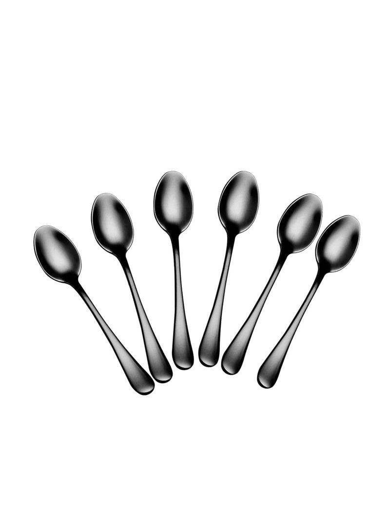 Espresso Spoons, Mini Coffee Spoon, Stainless Steel Small Spoons for Dessert, Tea, Set of 6 (black)