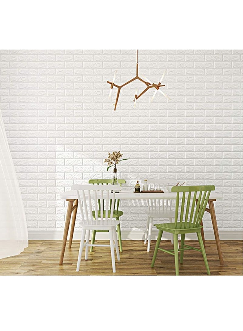 COOLBABY Brick Wall Stickers 10PC 3D Wall Sticker Self Adhesive Wall Panels Waterproof PE Foam White Wallpaper for Living Room TV Wall and Home Decor
