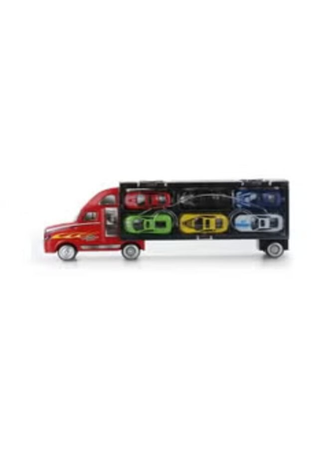 12-Piece Racer Vehicle With Container Truck Mini Pull Back Car Toy Set