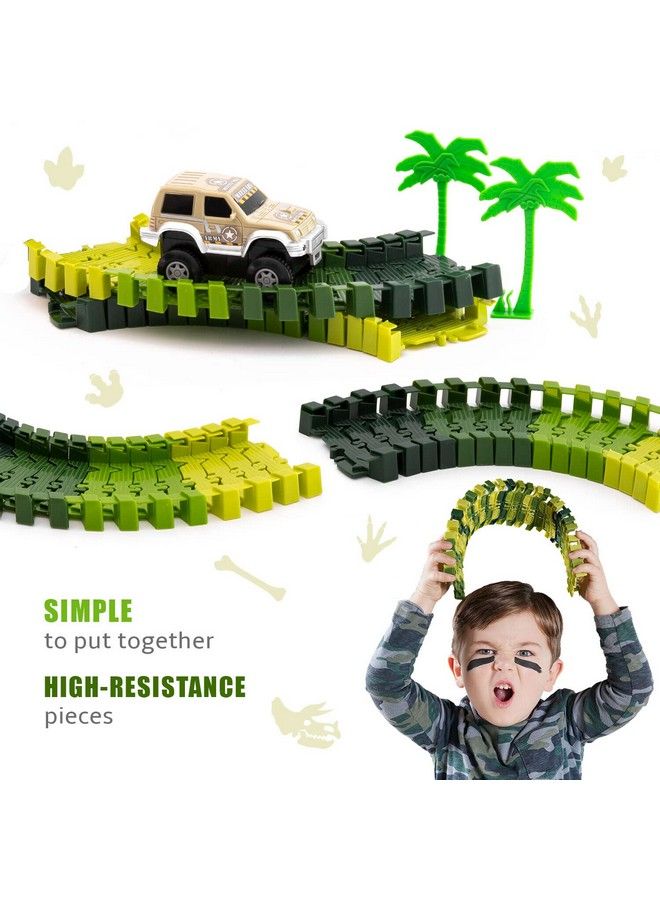 Dinosaur Glow In The Dark Race Train Track Toy For Boys & Girls Ages 3, 4, 5, 6, And 7, Let Your Kidsimagination Bring Dino Journey Adventure To Life (159 Pcs) Dinomaniacs By Jitterygit