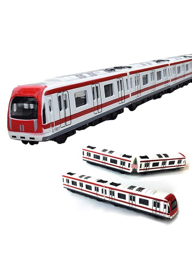 Train Model, 4Pcs Toy Car Set Alloy City Rail Subway Train Model ,1/64 Scale Alloy Subway/ Car Model Toysplay, Red White