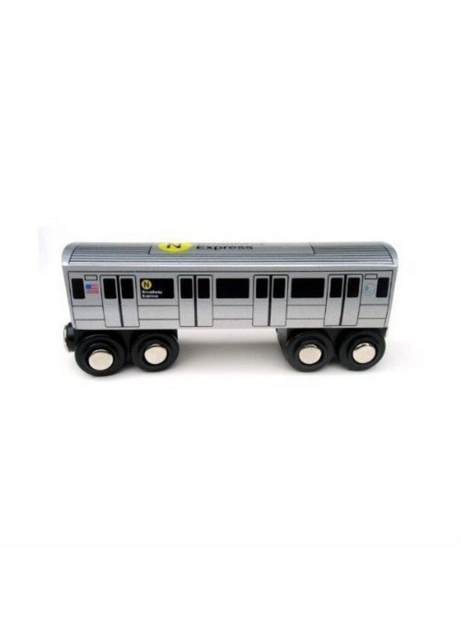 Munipals New York City Subway Wooden Railway (B Division)Child Safe And Tested Wood Toy Trains (N Train)