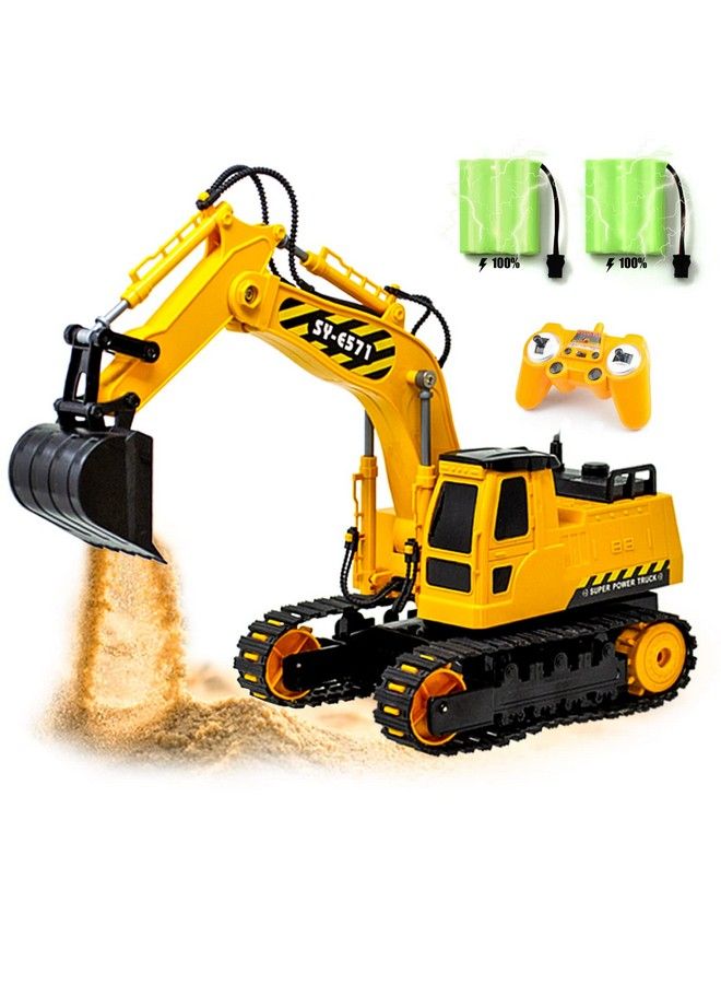 Rc Excavator Toy, Remote Control Hydraulic Toy Car For 4, 5, 6, 7, 8 Year Old Boys Girls, Construction Tractor Vehicle, Rechargable Engineering Digger Truck, Best Birthday Gifts For Kids Age 3Yr