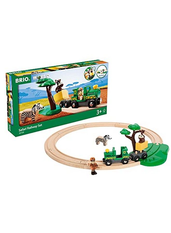 World 33720 Safari Railway Set ; 17 Piece Train Toy With Accessories And Wooden Tracks For Kids Ages 3 And Up
