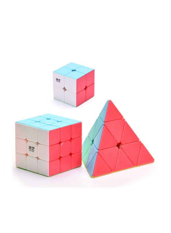 Cube Set Speed Cube 2X2 3X3 Pyraminx Stickerless Set Of 2X2X2 3X3X3 Pyramid Puzzle Cube (Stickerless)
