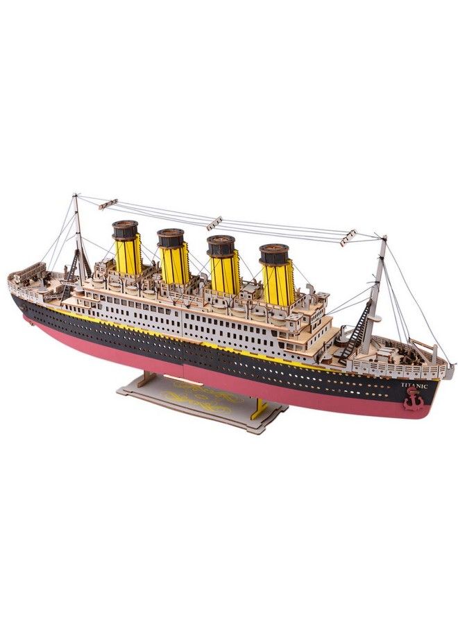 Large Size Titanic Model 3D Wooden Puzzles Cruise Ship English Version Collectible Building Diy Assembly Constructor Kit Collection Gift For Teens And Adults