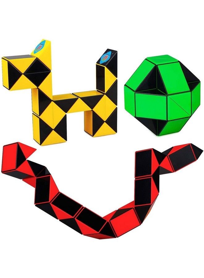 Sensory Fidget Snake Cube Twist Magic Puzzle Toys, Puzzle Game Set For Boy Girl,Goody Bag Filler Birthday Gift Bulk Pack Of 3 Assorted Colors