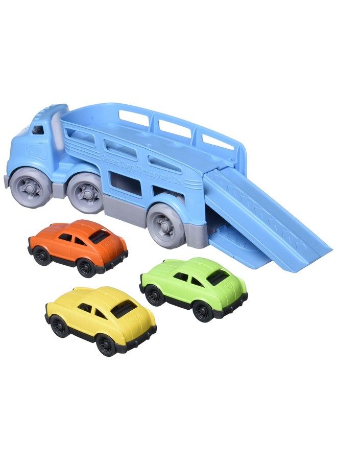 Car Carrier, Blue Cb Pretend Play, Motor Skills, Kids Toy Vehicles. No Bpa, Phthalates, Pvc. Dishwasher Safe, Recycled Plastic, Made In Usa.