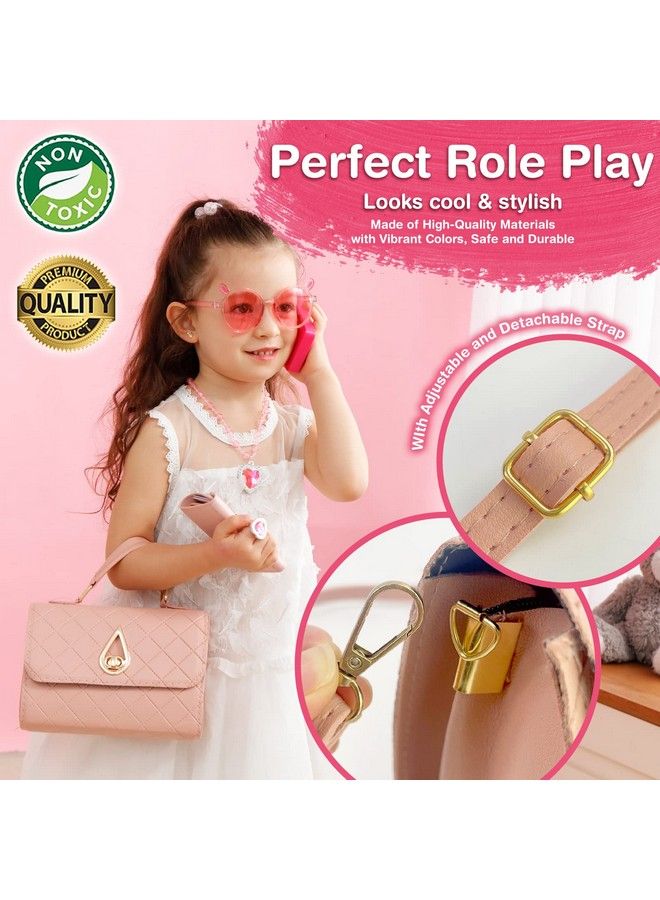 Makeup Bag Outdoor Toys Cute Kidsdress Up & Pretend Play Cosmetics Make Up Purse Bag Toy Cell Phone Wallet Accessories Kit Gifts Princess Ages 6 7 8 9 10 11 12 Years Old