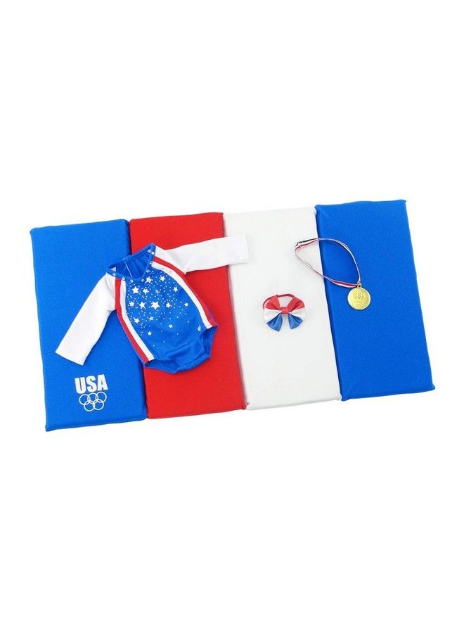 14 Inch Doll Clothes & Accessories ; Usa 4 Pc Gymnastics Gift Set, Including Gold Medal And Face Stickers!