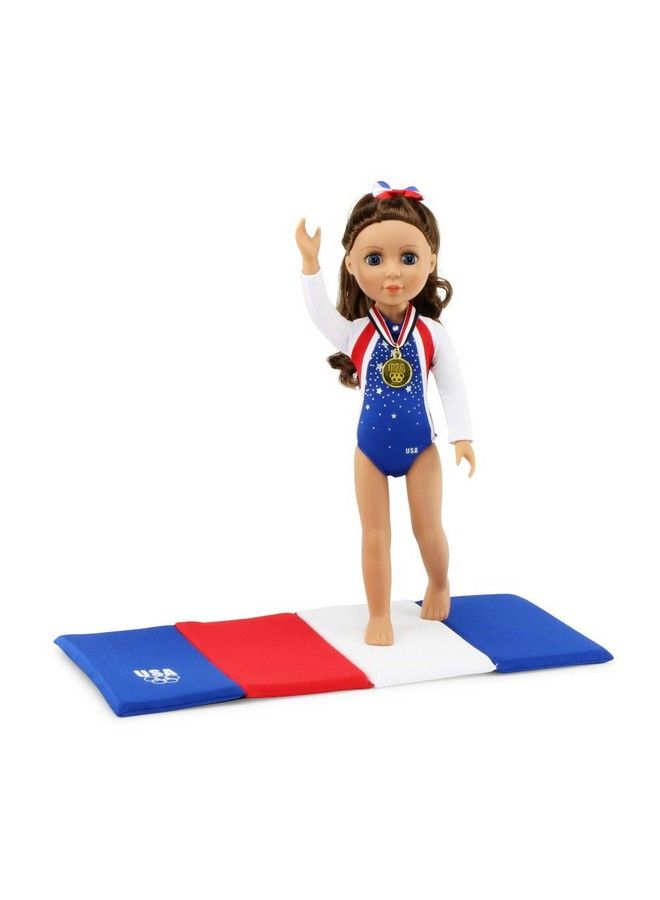 14 Inch Doll Clothes & Accessories ; Usa 4 Pc Gymnastics Gift Set, Including Gold Medal And Face Stickers!