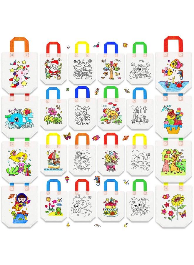 24 Styles Cute Cartoon Coloring Goodie Bags Reusable Coloring Carnival Art Party Favor Bags For Color Your Own Goodie Bags For Birthday Party Diy Crafts Or Party Favors Supplies