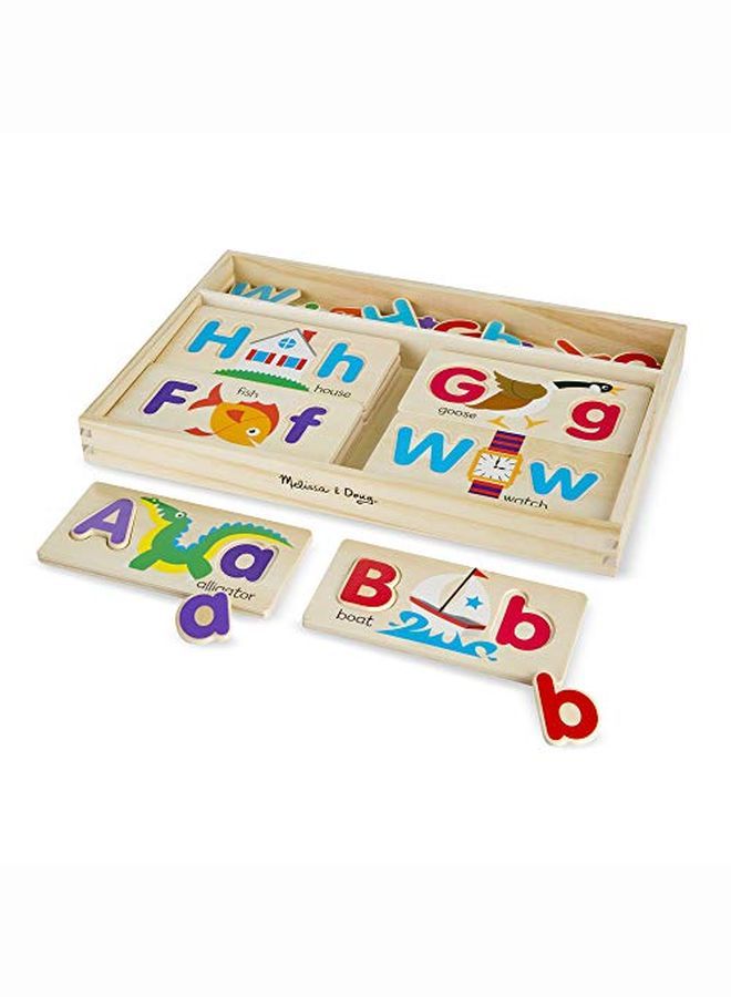 Abc Picture Boards Educational Toy With 13 Doublesided Wooden Boards And 52 Letters