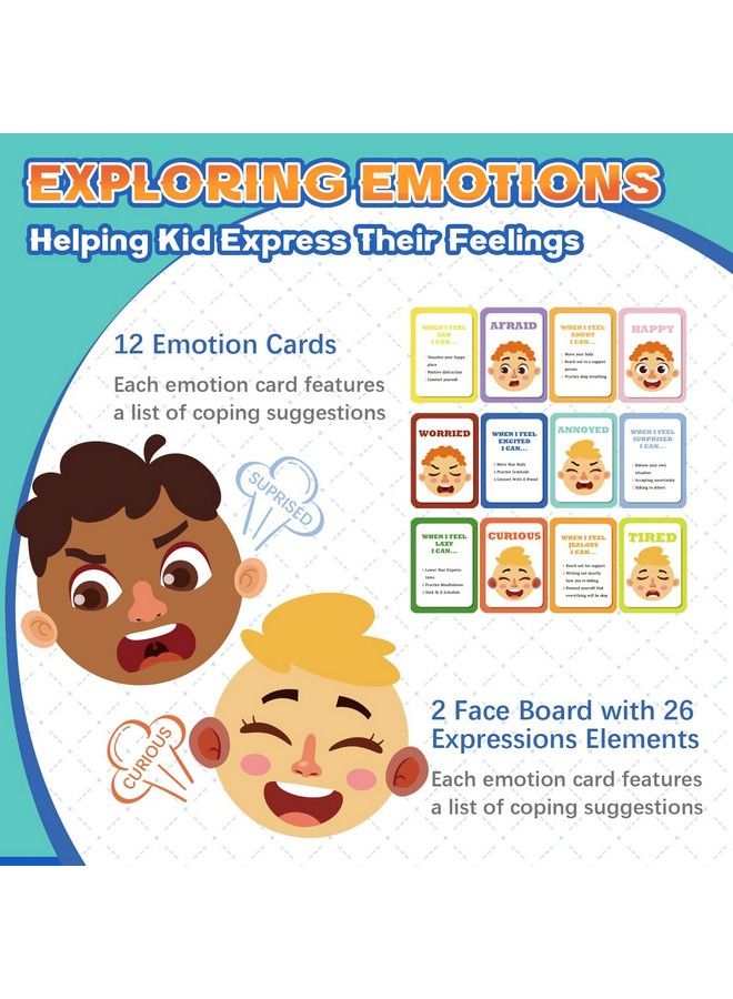 Social Emotional Learning Toy, Funny Faces Games With 28 Facial Expressions And 12 Emotional Flashcards, Preschool Learning Activities Toy To Express Emotions For Kids Age 3+