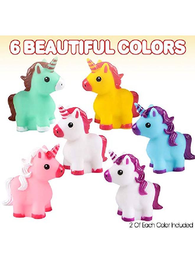 Unicorn Rubber Toys For Kids Pack Of 12 Unicorn Birthday Party Favors And Supplies 2 Inch Floating Bath And Pool Water Toys For Girls Cute Goodie Bag Fillers Assorted Colors