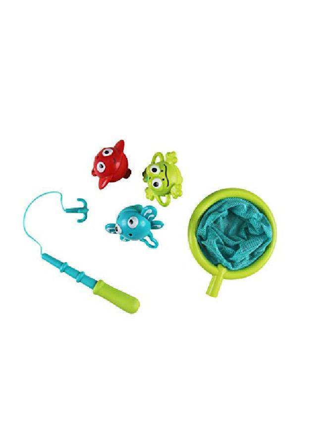 Double Fun Fishing Set ; Jumping Sea Creatures With Net & Detachable Fishing Pole Handle