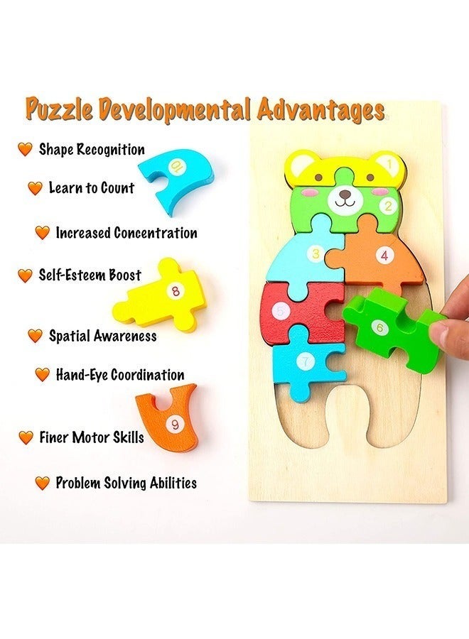 Yelajoy Wooden Toddler Puzzles for Kids Ages 2-4 | Toys for Toddlers 2 Years Old | Wooden Puzzles for Toddlers 2-4 Years | 4-pack Toddler Puzzle Toddler Toys