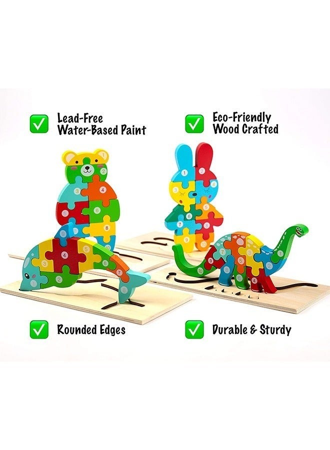 Yelajoy Wooden Toddler Puzzles for Kids Ages 2-4 | Toys for Toddlers 2 Years Old | Wooden Puzzles for Toddlers 2-4 Years | 4-pack Toddler Puzzle Toddler Toys