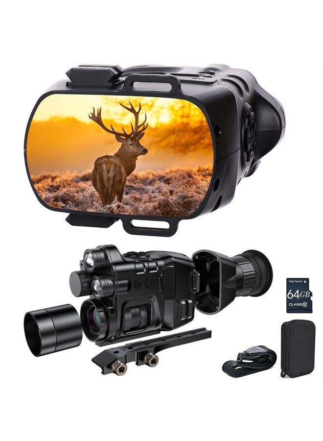 2IR 1-24X Zoom 3in1 Night Vision Binoculars Monocular Night Vision Goggles Mens Gifts Binoculars for Adults Night and Day,Vision Distance 1640ft/500M,LCD Screen 800*480 RES,Photo&Videos 1080P
