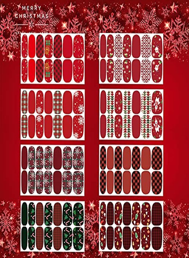 14 Sheets Christmas Nail Wraps Stickers Nail Polish Strips Self-Adhesive Full Wraps With 2 Pcs Nail Files For Diy Nail Art Decals (Gift Style)
