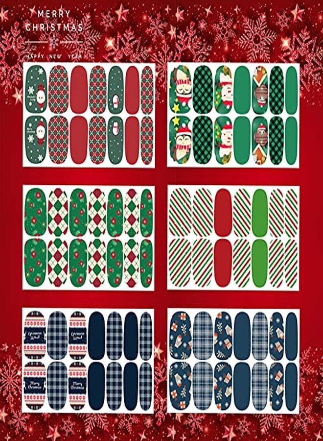14 Sheets Christmas Nail Wraps Stickers Nail Polish Strips Self-Adhesive Full Wraps With 2 Pcs Nail Files For Diy Nail Art Decals (Gift Style)