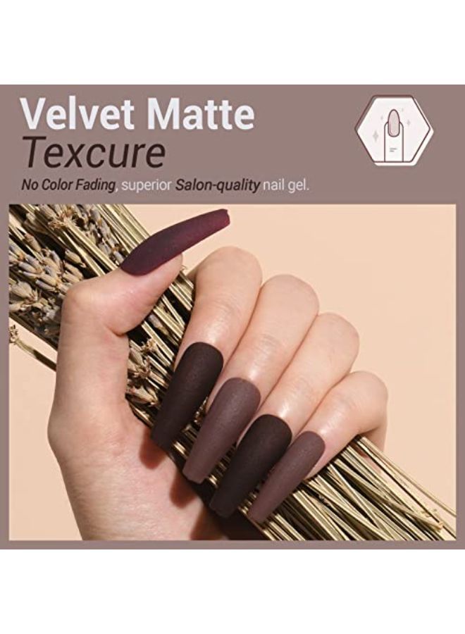 Gel Polish- 6 Chocolate Brown Coffee Neutral Gel Nail Polish Glitter Nude Colors Winter Fall Soak Off Inspire Nail Polish Set For Girls Diy Home Manicure