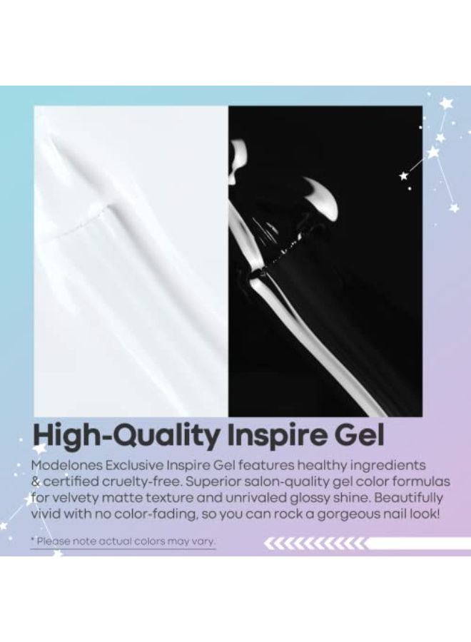 Gel Nail Polish, 2 Pcs 15 Ml Black White Gel Polish Soak Off Led Fingernail Polish [High Shine][Long Lasting] Nail Lacquer Nail Art Manicure Kit Diy At Home Women'S Day Gifts 0.5 Oz