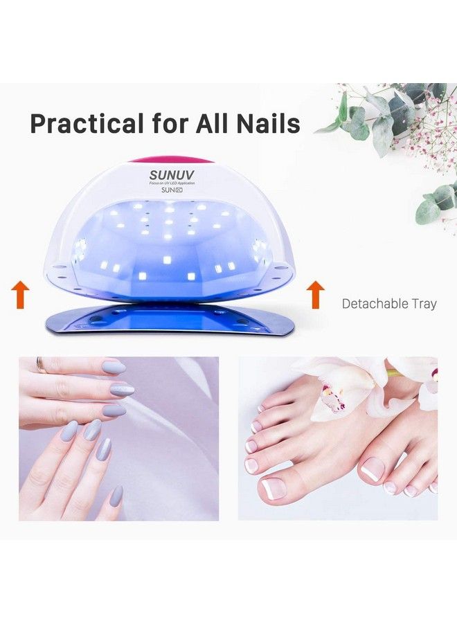 Gel Uv Nail Lamp Sunuv 48W Uv Led Nail Dryer Light For Gel Nails Polish Manicure Professional Salon Curing Lamp With 4 Timer Setting Sensor(One Pink Pad)