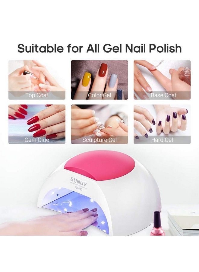 Gel Uv Nail Lamp Sunuv 48W Uv Led Nail Dryer Light For Gel Nails Polish Manicure Professional Salon Curing Lamp With 4 Timer Setting Sensor(One Pink Pad)