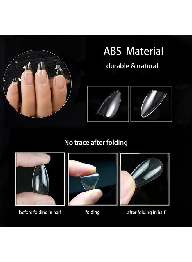 Almond Clear Nail Tips With 10Pcs Nail Glue 500Pcs Acrylic Nails Full Cover For Diy Nail Art