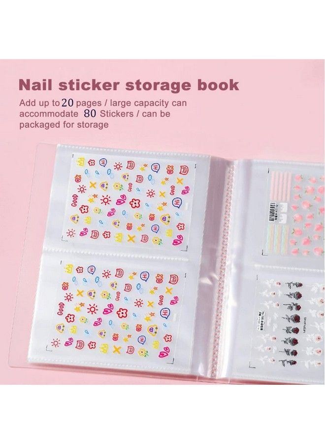 Nail Art Sticker Decals Holder Storage Organizer Display Book Collecting Album 80 Slots Empty Storage Holder Easy Photo Album Manicure Nail Art Tools