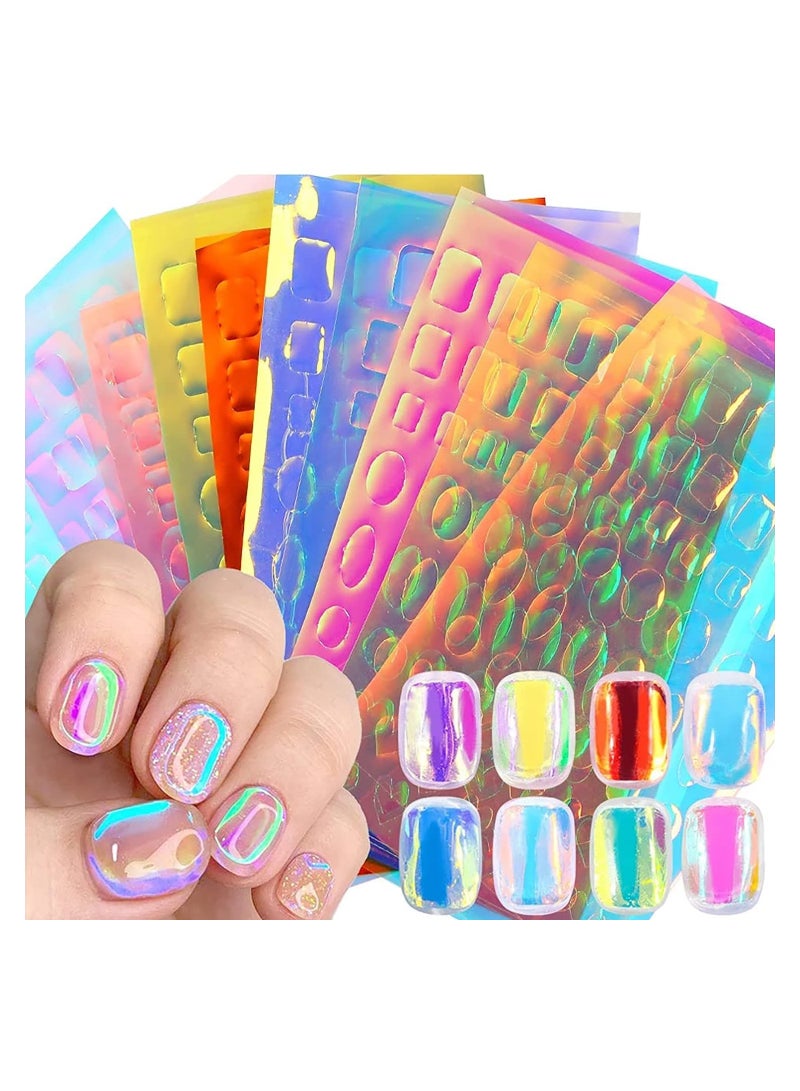 SYOSI Foil Laser Nail Stickers, Glass Paper Nail Art Stickers, Nail Designs Stickers Holographic Film 3D Nail Decoration, for Women Kids, 11 Sheets