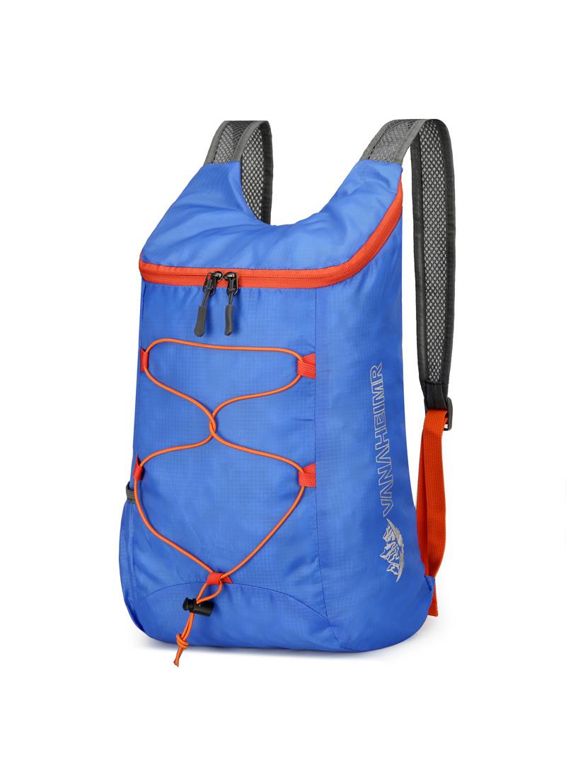 Outdoor Riding Bag Ultra-Light Oxford Cloth Hiking Bag Waterproof Foldable Backpack Blue