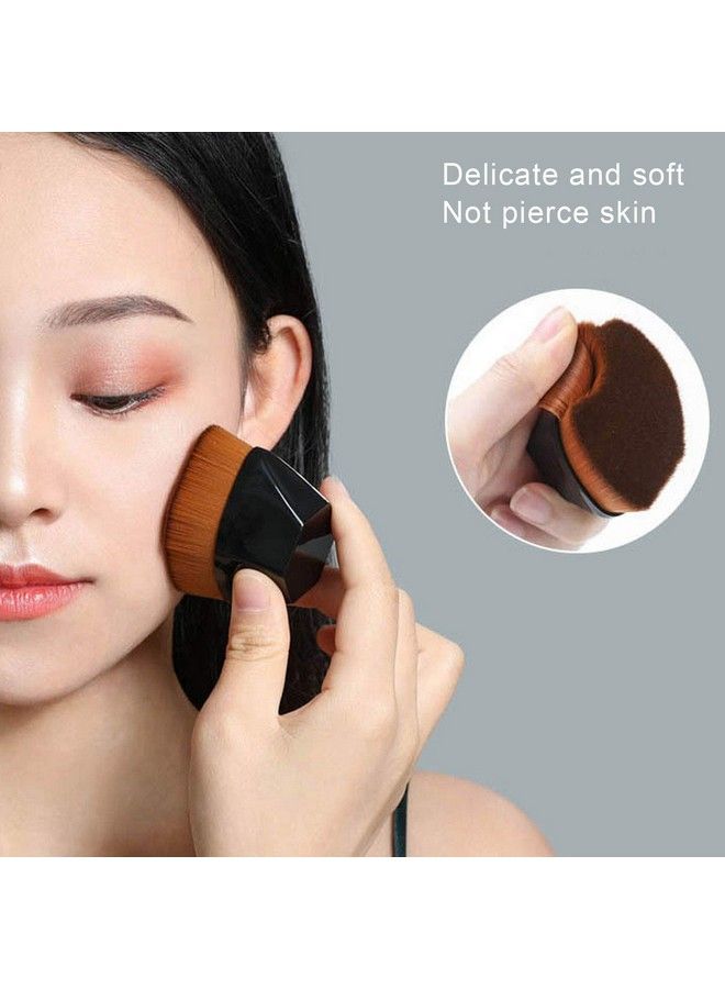 3Pcs Foundation Brush Flat Top Hexagon Makeup Brush With Protective Case For Blending Liquid Cream Powder Makeup (Black)