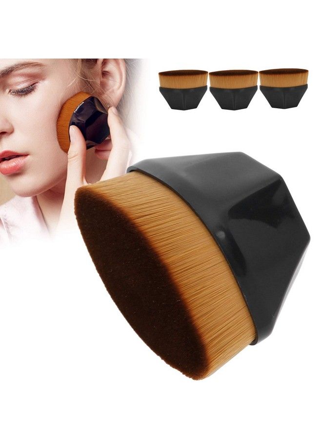 3Pcs Foundation Brush Flat Top Hexagon Makeup Brush With Protective Case For Blending Liquid Cream Powder Makeup (Black)